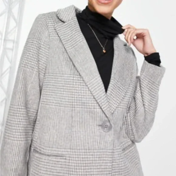 ASOS New Look Tailored Plaid Coat in Gray - Picture 4 of 7
